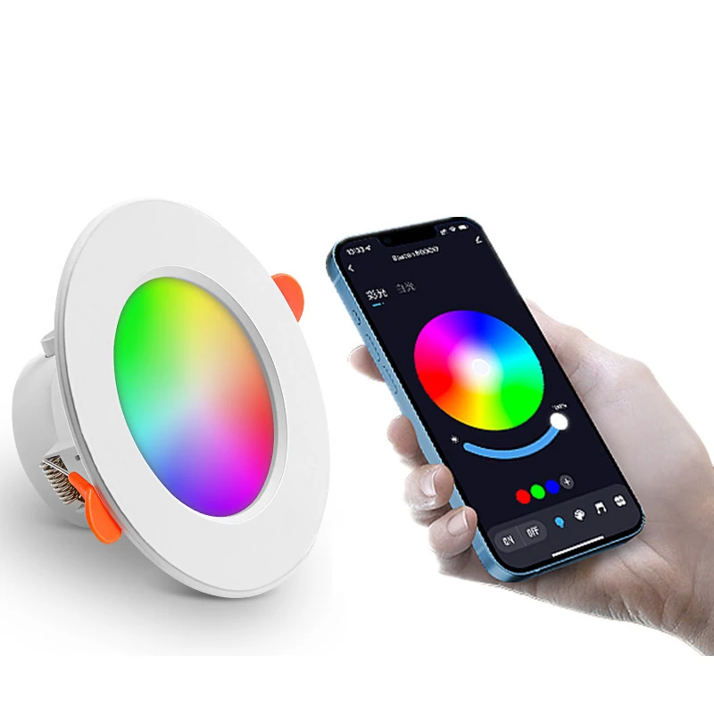 10W LED Smart Downlight RGB+CCT 16 Million Colors 2700K~6500K 800 Lumens Works With Alexa Voice Tuya Bluetooth APP Control (image for) 10W LED Smart Downlight RGB+CCT 16 Million Colors 2700K~6500K 800 Lumens Works With Alexa Voice Tuya Bluetooth APP Control